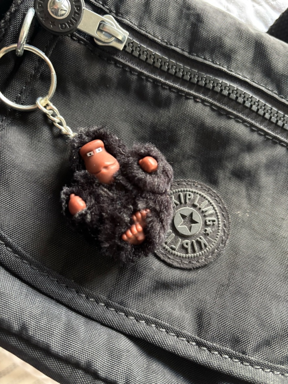 Kipling Black adjustable frame Crossbody Bag with Monkey Keychain